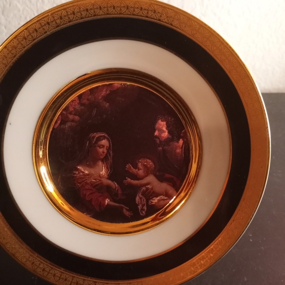 STUNNING Lenticular Dufex Art Japan 6" BABY JESUS Gilded Plate. - Picture 3 of 6